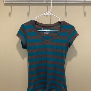 Women's Striped Teal and Brown Top
